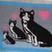Three Tuxedo Cats Completed Needlepoint