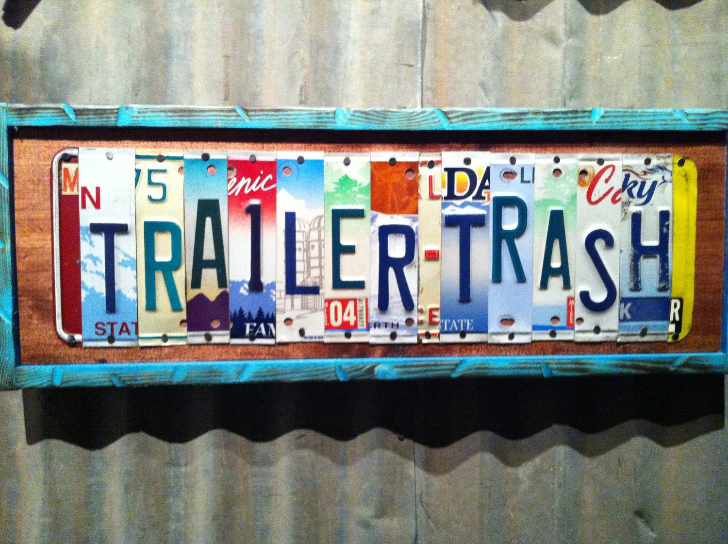 recycled license plate art sign trailer trash for your home