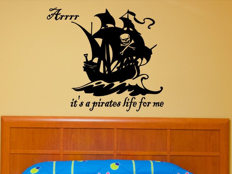 Pirate Ship Wall Decal with Skull and Cross Bones Childrens