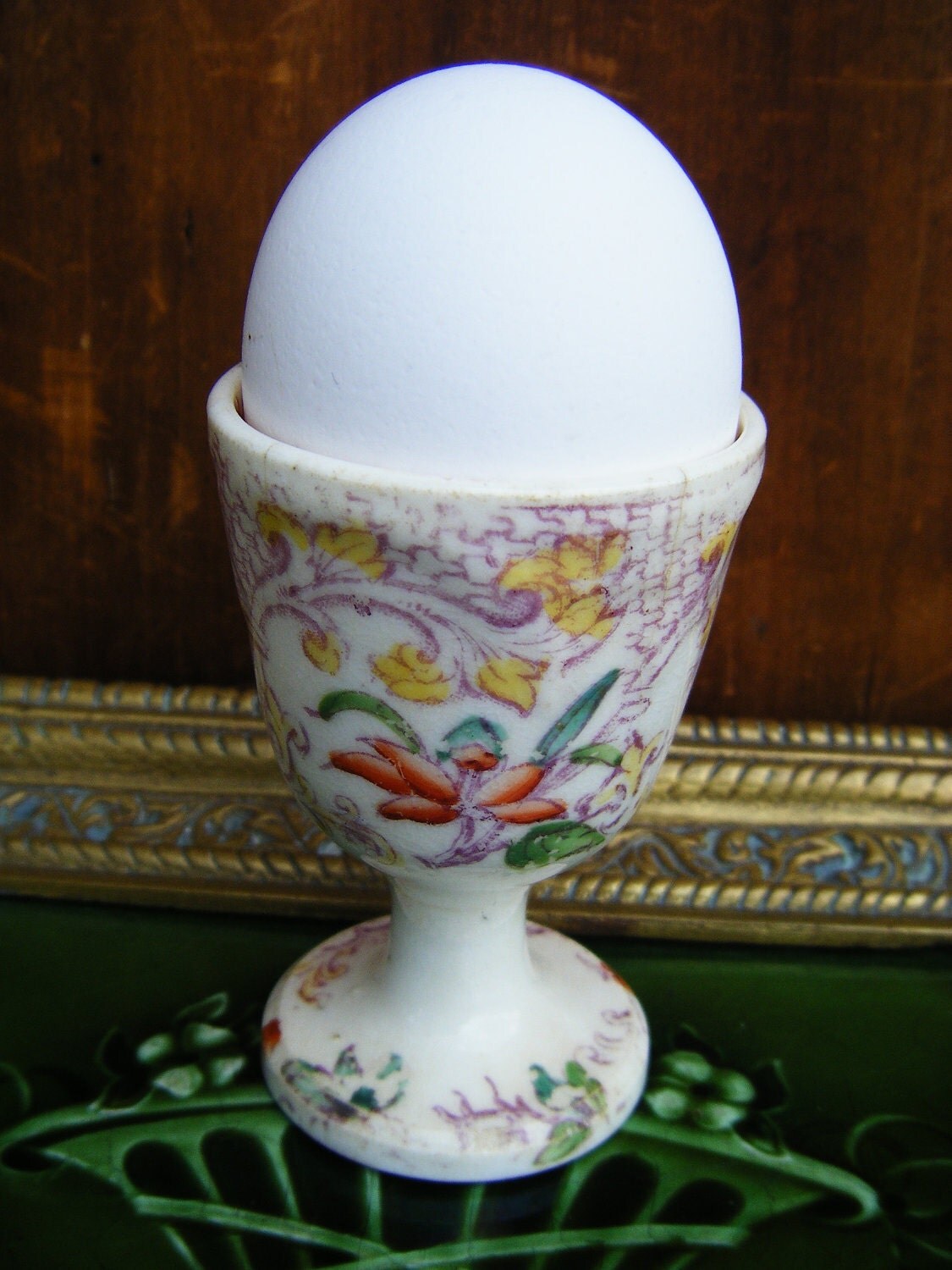 Antique Egg Cup Transferware Ironstone