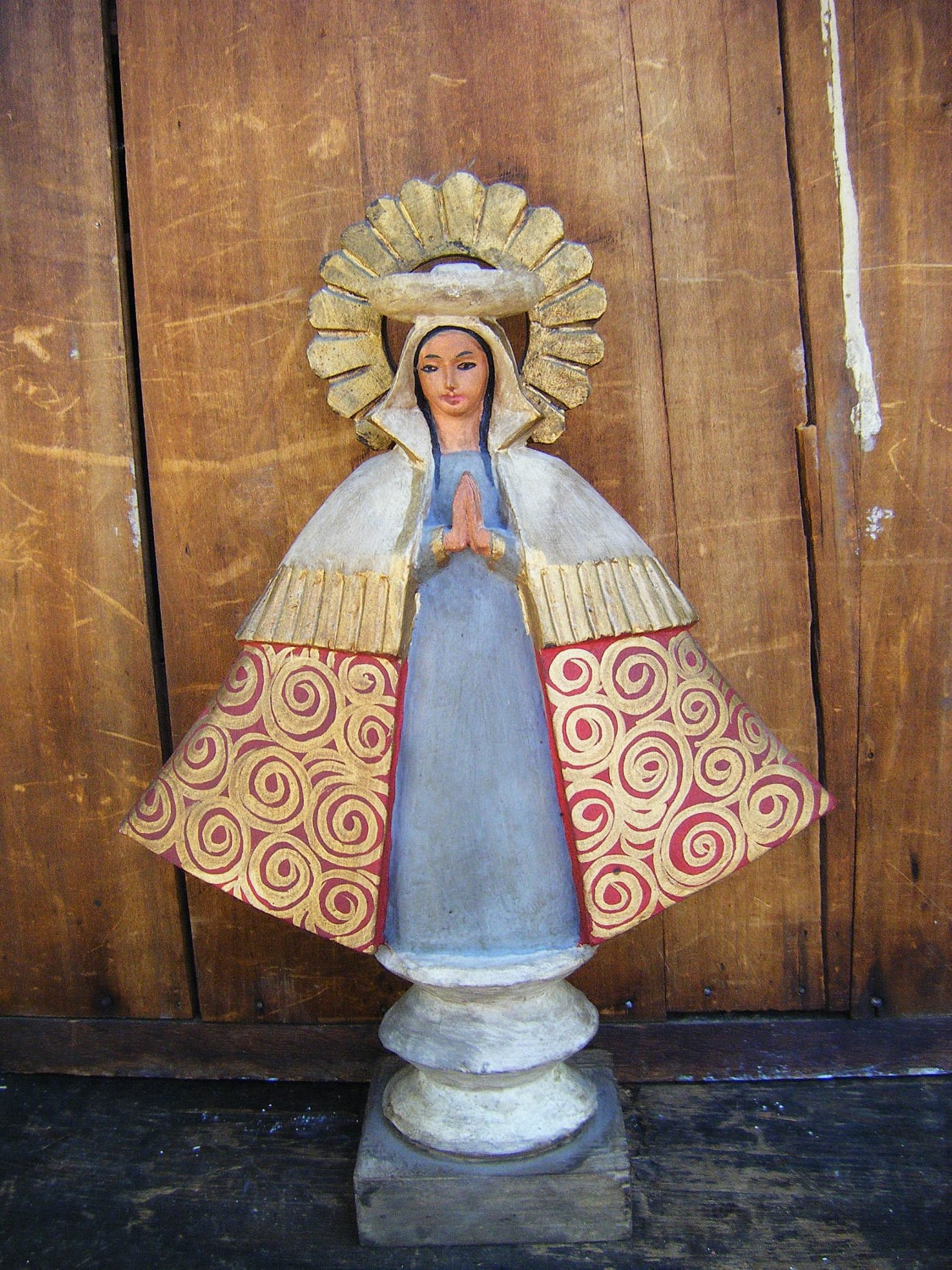 Mexican Santos Virgin Mary Religious Folk Art Hand Made