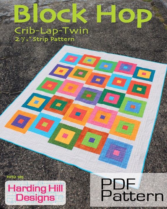 Block Hop 2-1/2 Strip Quilt Pattern Multiple Sizes