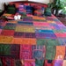 Vintage Hmong Batik & Embroidery Patchwork Cotton King Quilt, Duvet Cover, Blanket