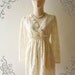 SALE --Amor Vintage Inspired- I'm So Beautiful- Sweet Vintage Feminine Style Long Sleeve Classic White Cream Flower Filigree Lace Dress