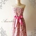 HOT SALE Amor Vintage Inspired- Spring Floral- Lively Floral Strapless Cocktail Cotton Dress in Pink Shade -XS-S-