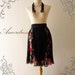 Vintage Inspired Playful Black Pleated Skirt with Charming Oriental Flower Skirt Mix and Match