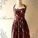 Apple Dress Navy Amor Vintage Inspired Bridesmaid Party Dress Red Apple Navy Blue Dress Halter Neck Once Upon A Time- Size S-
