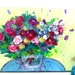 Reserved for Brigitta Abstract Floral Painting on Small Canvas Original Modern Art "Summer Blooms in a Yellow Room"
