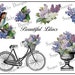 Vintage Lilac Bike Vase Bird Flowers Images Printable .JPG Download Digital Image Collage Sheet No. 327