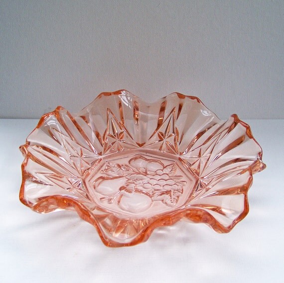 Pink Depression Glass Candy Dish Vintage 1930s