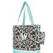 Personalized Damask Canvas Tote Bag Brown and Turquoise Teal Monogrammed Bridesmaids Gifts
