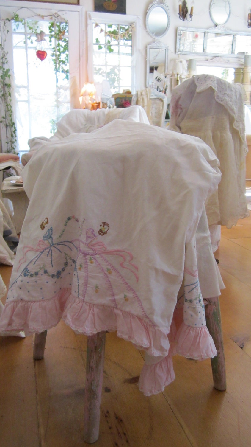 Victorian pillow cases pink ruffles