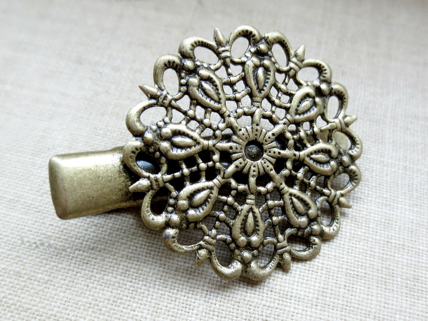 Antique Brass Filigree Alligator Hair Clips
