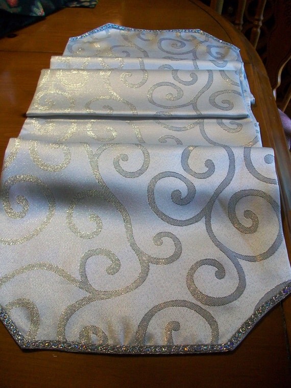 holiday wedding table runner silver and white 82 x holiday wedding table runner silver and white 82 x
