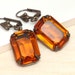 Orange Earrings, Orange Rhinestone Earrings, Yellow Rhinestone Earrings, Estate Earrings, Leverback Earrings, Nickel Free Earrings (Mariel)
