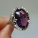 Antique Victorian 10ct Amethyst & Seed Pearl Filigree Art Nouveau Ring