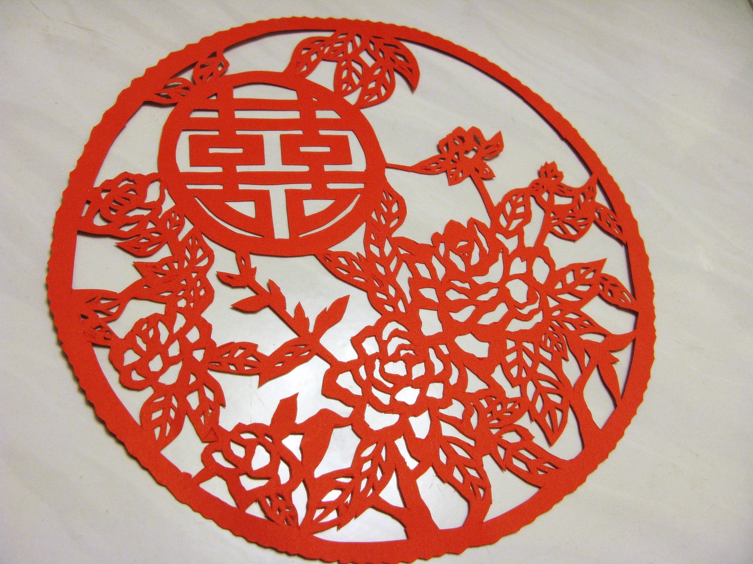 Tranditional Chinese Paper Cut art Double happiness with