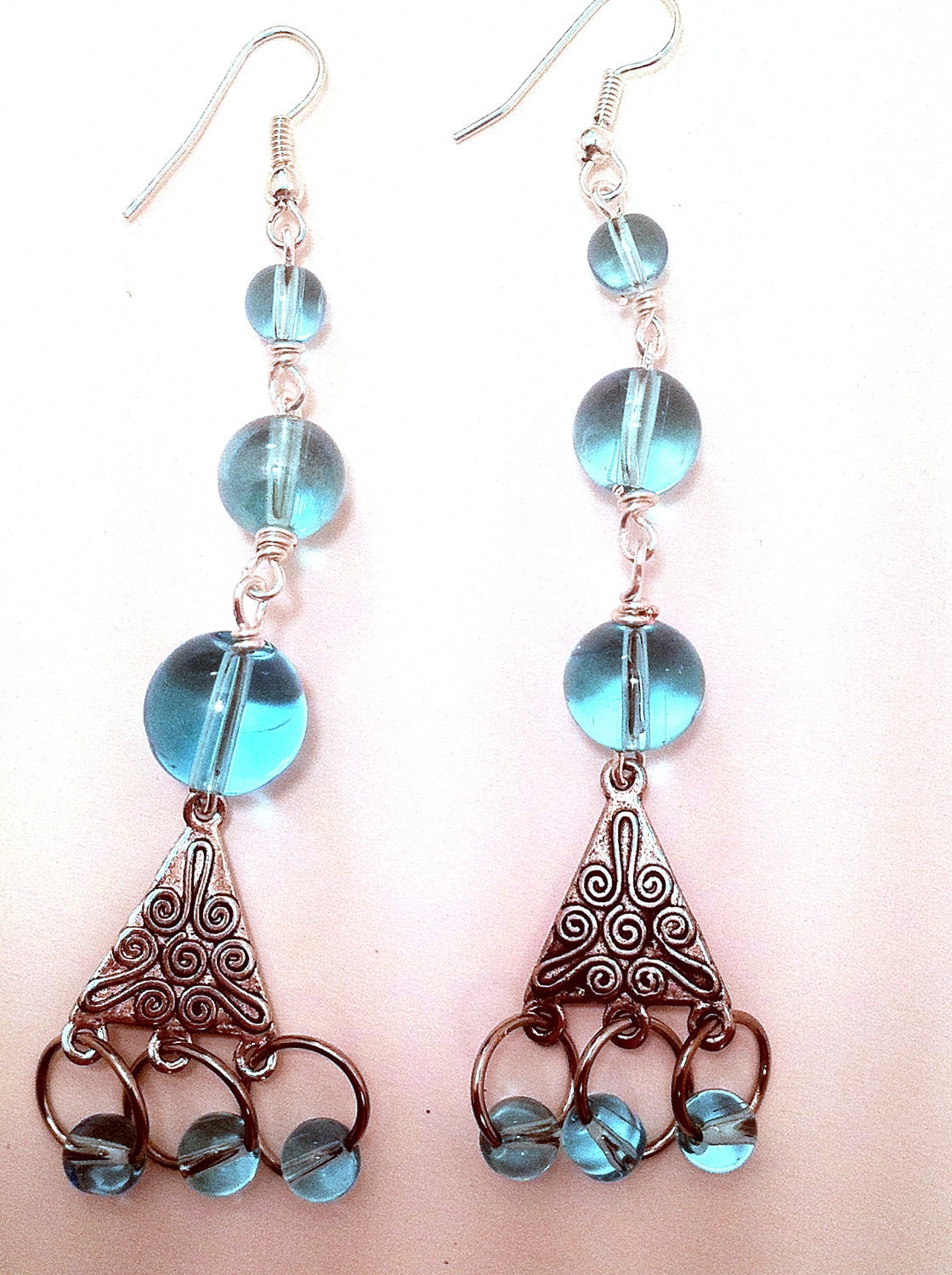 Blue Earrings Shoulder Duster Chandelier Dangle Bead