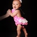 Minnie Mouse Inspired Ruffled Sunsuit Bubble Romper Pink and black with white polka dots Made To Order 0-3 months to 4T