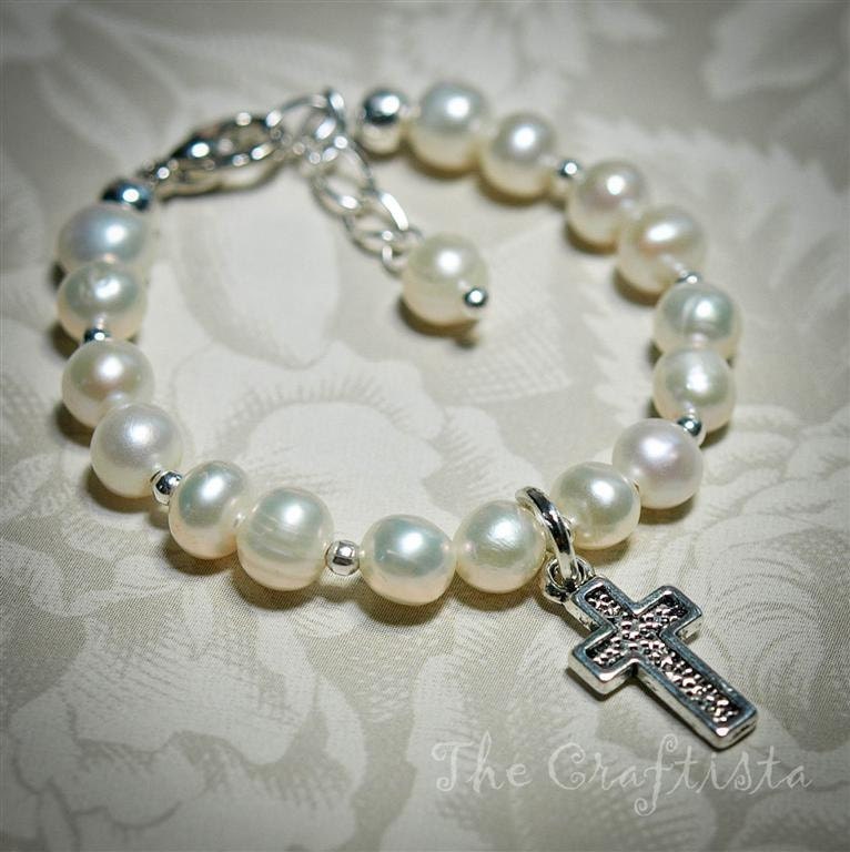 Baptism Baby Bracelet Authentic Freshwater Pearls and Mini