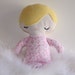 Blonde Baby Girl Doll Pink Stars flannel pjs with blanket Baby's First Doll Shower gift