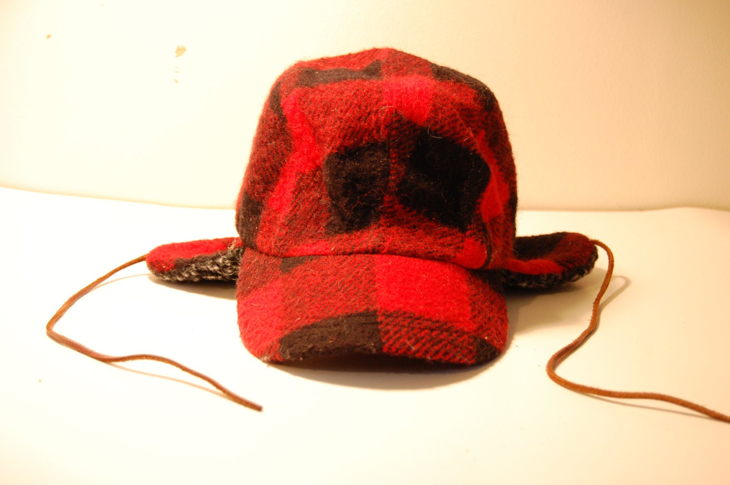 Red Wool Vintage Hunting Cap Lake of the Isles by NorthernNatives