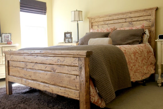 King Reclaimed Wood Headboard and Footbaord