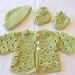 SPECIAL PRICE - Baby Sweater Hat and Booties set 0 - 3 mo Green Apple Green. Lovely Color for newborn.
