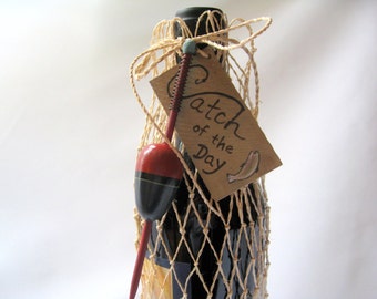Fish Net Wine or Gift Bag - Catch of the Day with Bobber