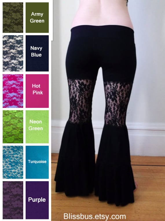 Stretch Lace Yoga Pants Bell Bottom Flares by BlissBus on Etsy