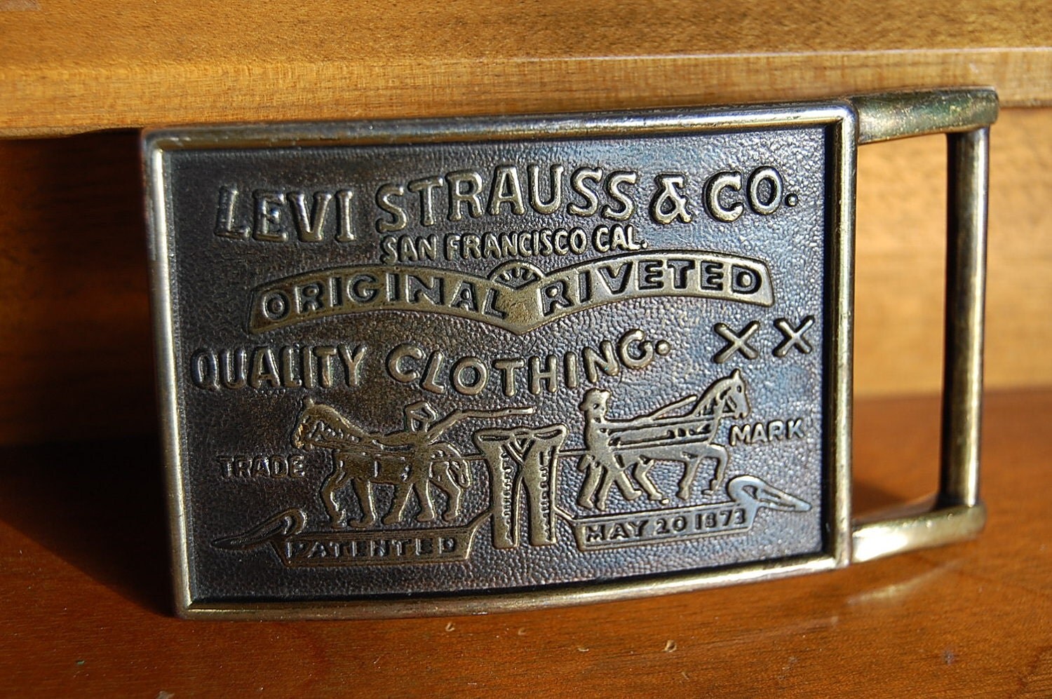 vintage LEVIS STRAUSS & Co. brass belt buckle by rusticmix on Etsy
