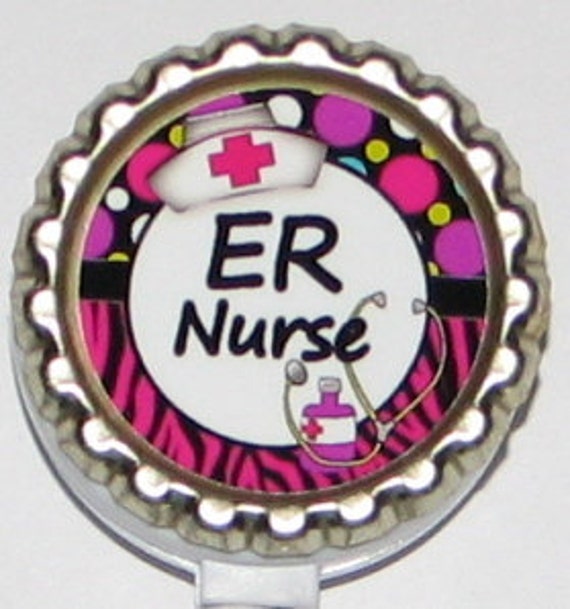 ER emergency room Nurse retractable ID badge by Treazuresbydebbie
