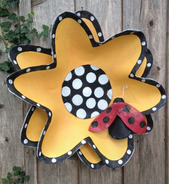 Screen Door Hanger Decor Yellow Flower