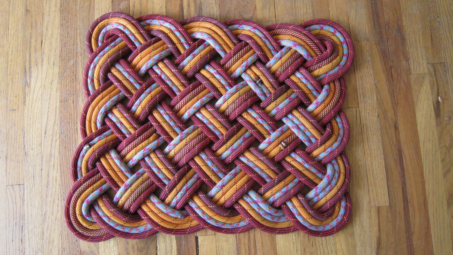 Rope rug multicolored climbing rope rug 2 ft x 1.5 by andismiles