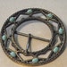 Large 70's Hippy BoHo Brass Round Belt Buckle with Hearts and Turquoise
