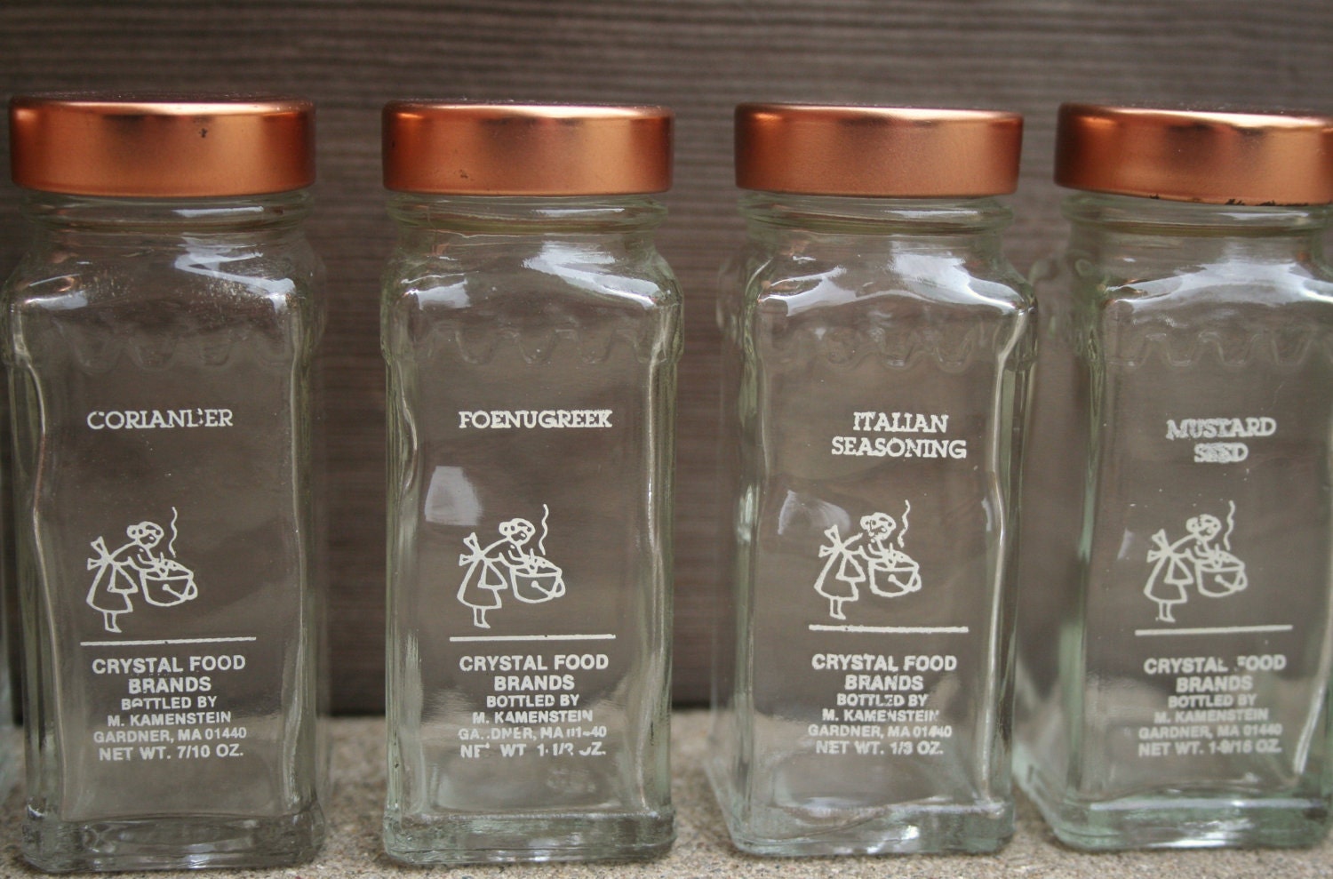 Spice Jars Vintage Crystal Foods Set of 8