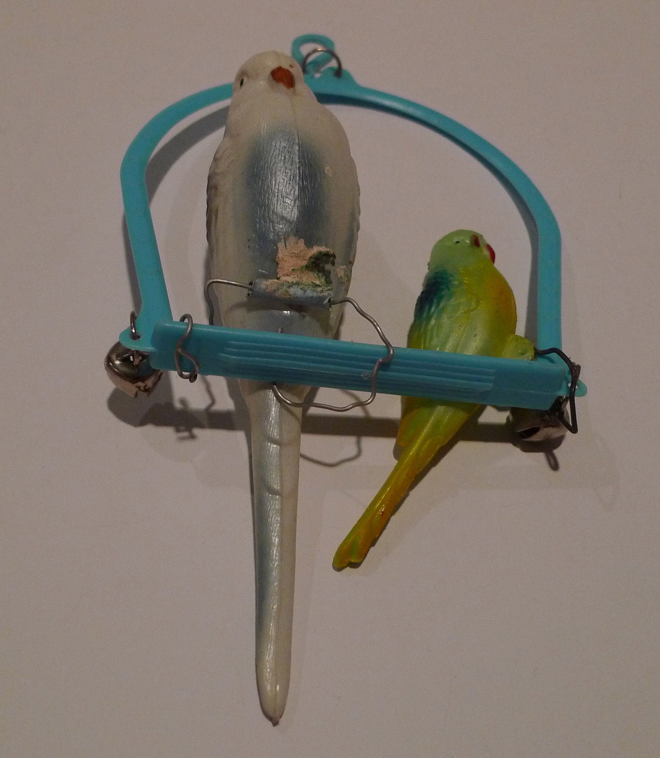 Vintage Parakeet Toy Plastic Birds 7 Plastic Painted Parakeets