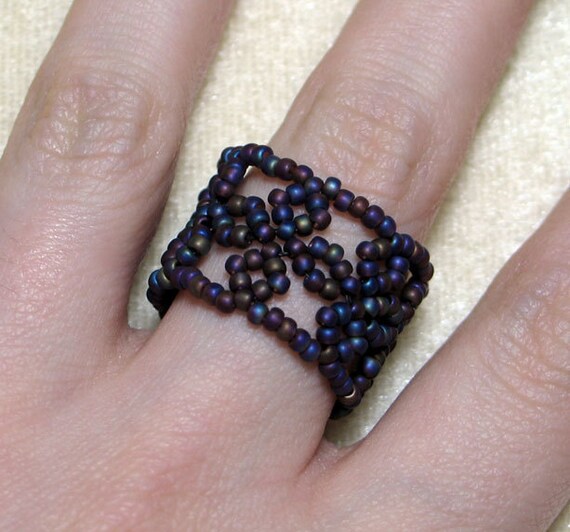 Instant Download Beading Pattern Seed Beaded Ring Lace Band