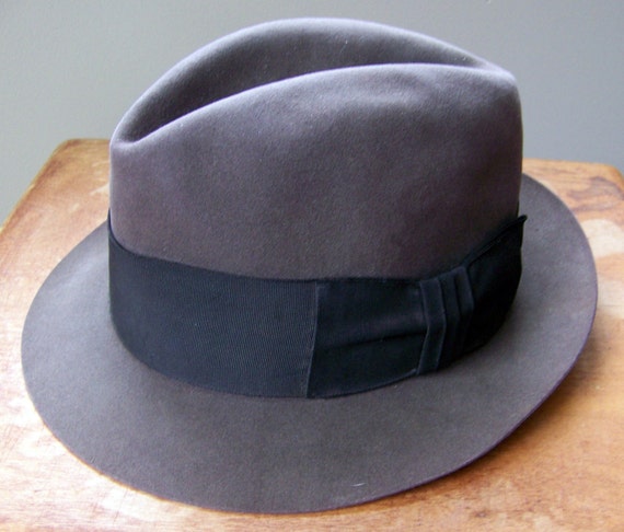 1960s Fedora Hat Gray Felt with Black Ribbon