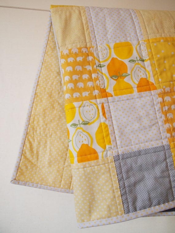 Baby Quilt Sweet Yellow Baby Quilt with Little by TwoCornerQuilts