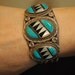 Reserved for T. Beautiful old Nicholas Theresa Leekela Blue Gem Turquoise MOP & Jet inlay sterling Zuni bracelet