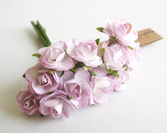 3 Lilac Paper Flower Branchs -36 Paper Flowers -Small Paper Flowers -Flower Branchs -Mini paper flowers -Paper Flower with wire string
