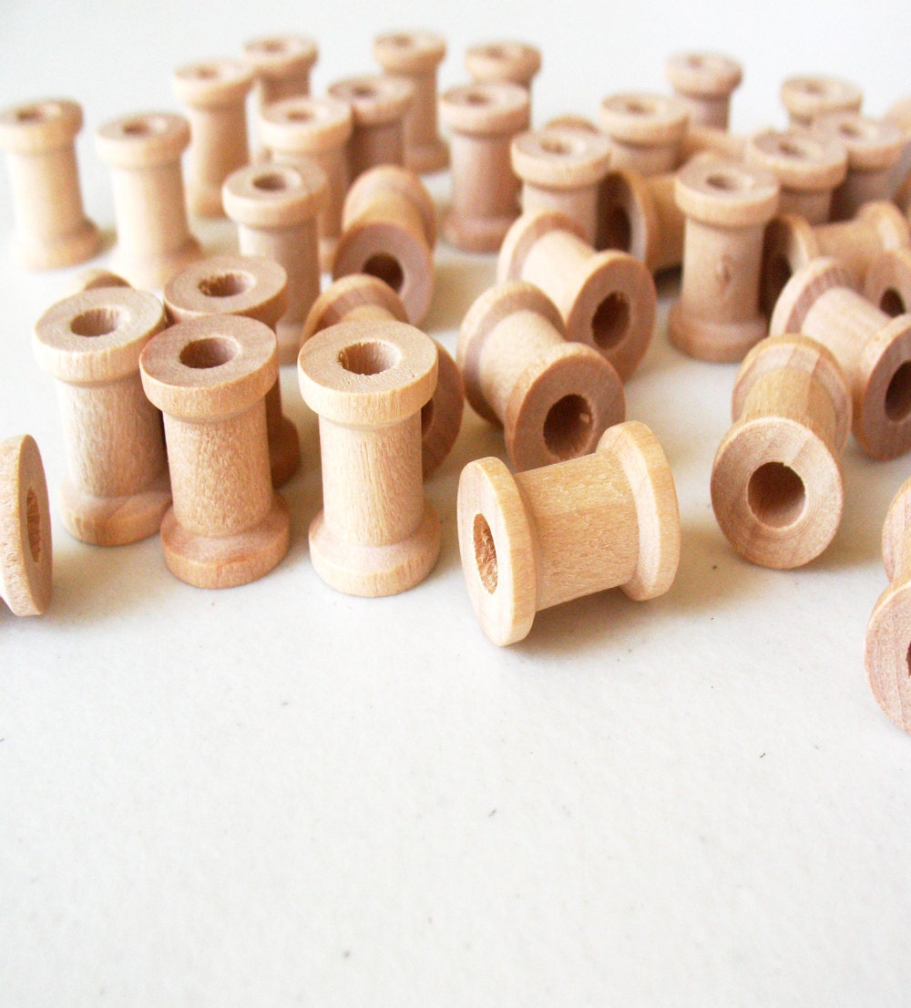 50 Miniature Wooden Spools 5/8"x1/2" Wooden Spools Decorative Small