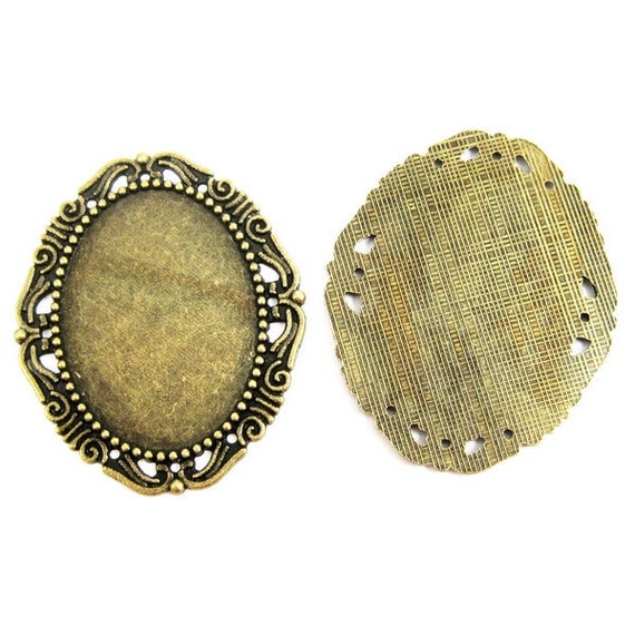 4pcs 30x40mm setting size vintage bronze antique oval pendant
