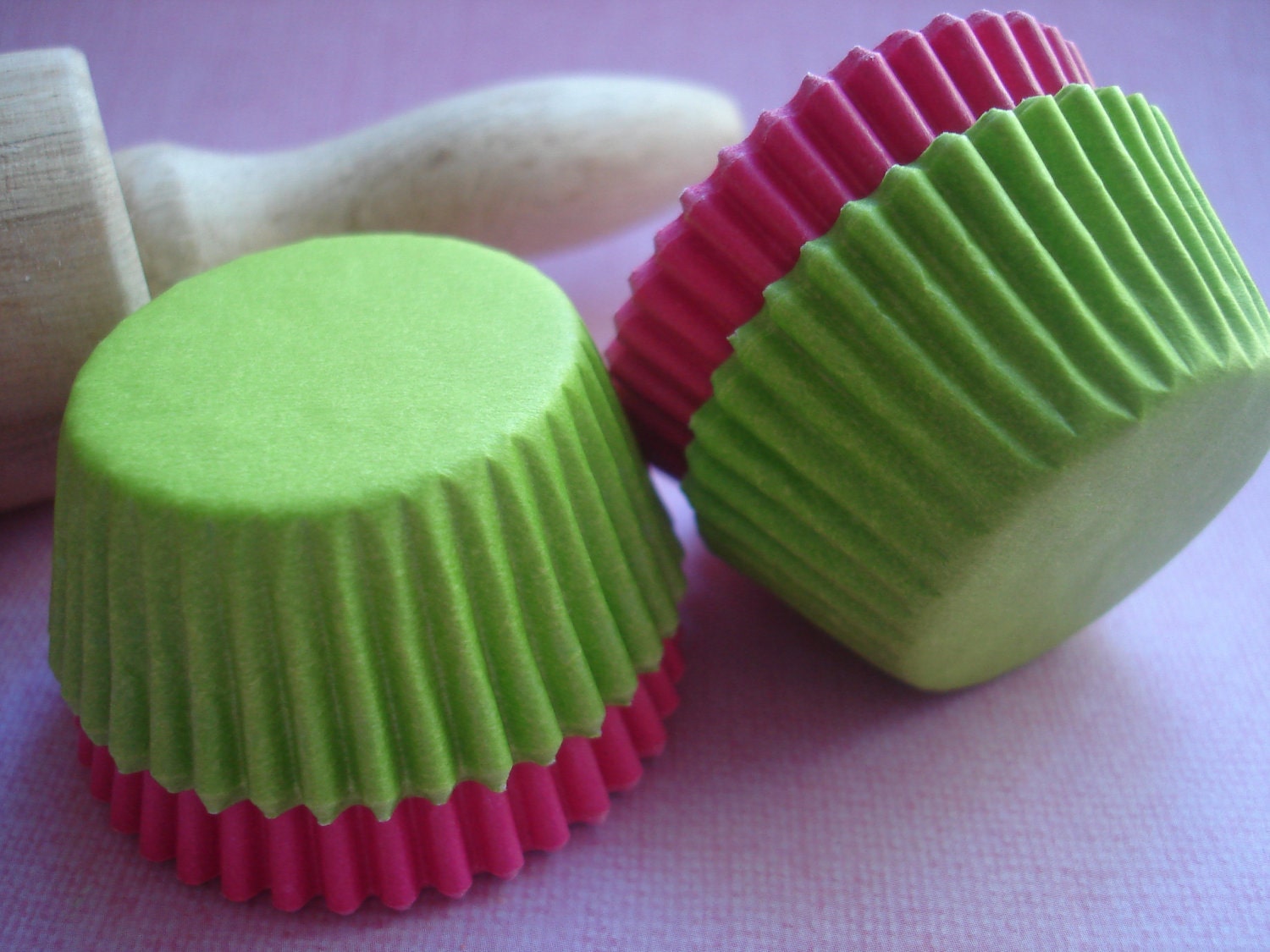 Paper Baking Cups Mini Cupcake liners Pink liners by LemonZestCo