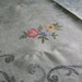 RESERVED-Vintage floral tea table cloth stamped. Ready to embroider. Pale green linen