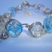 Bracelet - Blue and Crystal - Wire Sculpture - Circles - Free Shipping in the USA