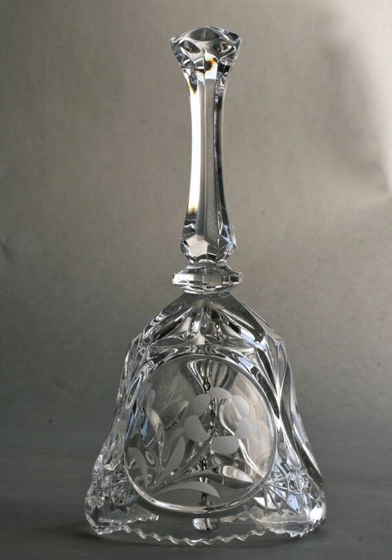 Items similar to Sale Lead Crystal Bell with Etched Flowers on Etsy