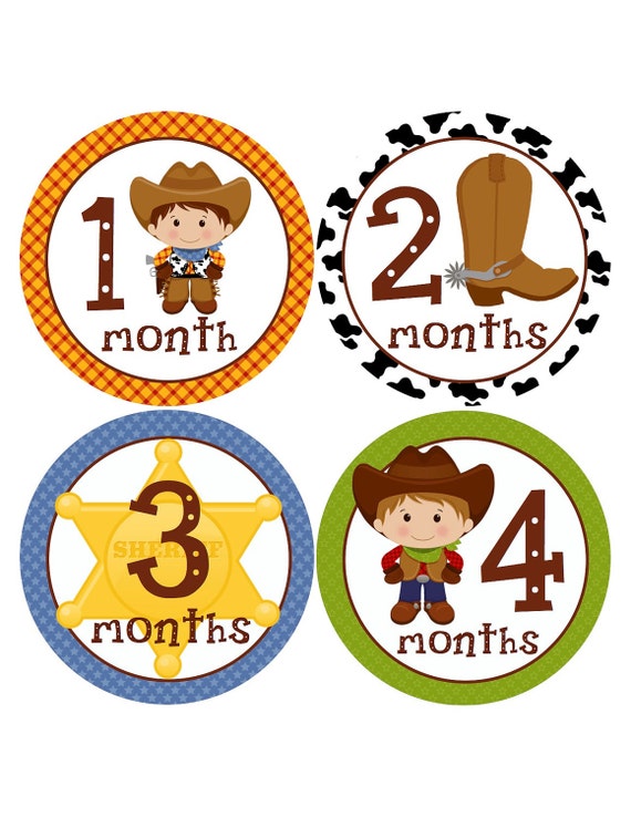 Printable Western Stickers | western monthly baby stickers cowboy baby shower by Printable Western Stickers | western monthly baby stickers cowboy baby shower by
