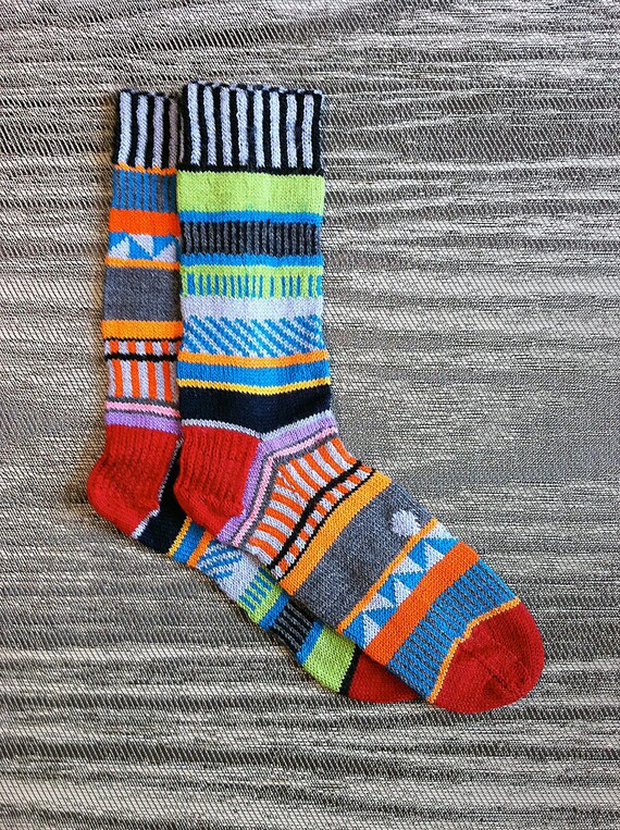 Items similar to Socks - Unique - Hand knit - Multi color - Original ...